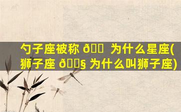 勺子座被称 🐠 为什么星座(狮子座 🐧 为什么叫狮子座)